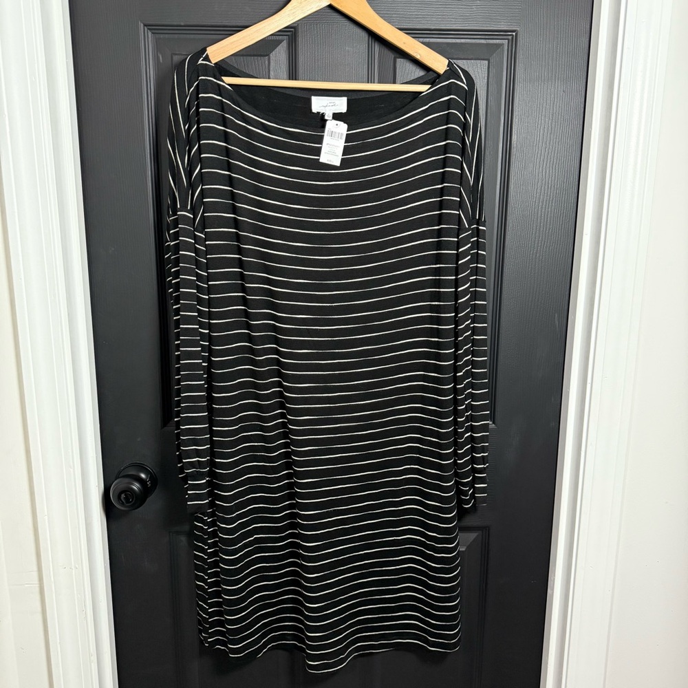 Soma Striped Long Sleeve Dress in Black and White